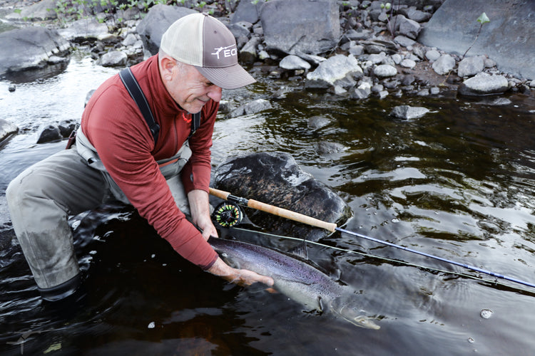 Gamakatsu Power Carp barbless hooks for tube fly fishing showing ultra-sharp needle points and off-set design used for landing Skjern River salmon