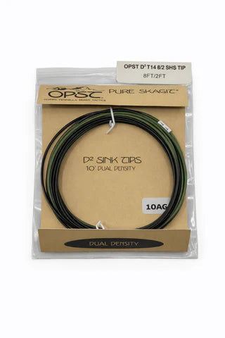 An OPST Dual Density Sink Tip  line inside a clear plastic bag 