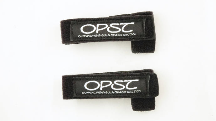 Two black rod straps with OPST logo on a white background
