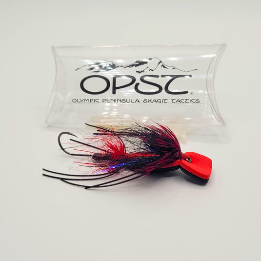 OPST Wake n Skate Fly - Black & Red Surface Fly for Steelhead, Salmon, Trout