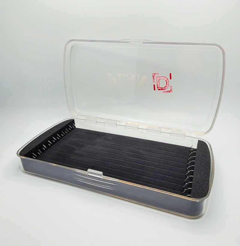 Load image into Gallery viewer, Clear fishing lure box with black interior on a white background
