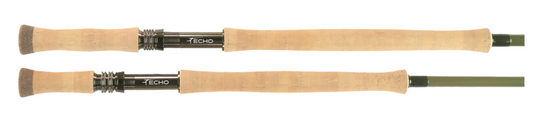 Echo Fibre Glass Fly Fishing rods showing handle section variations